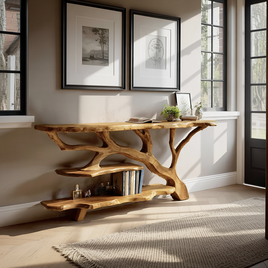 Handcrafted Solid Wood Console Table For Modern Entryway Furniture Decor