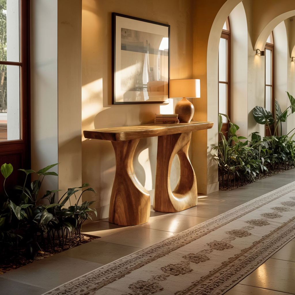 Handcrafted Live Edge Console Table Artistic Wood For Entryway Design