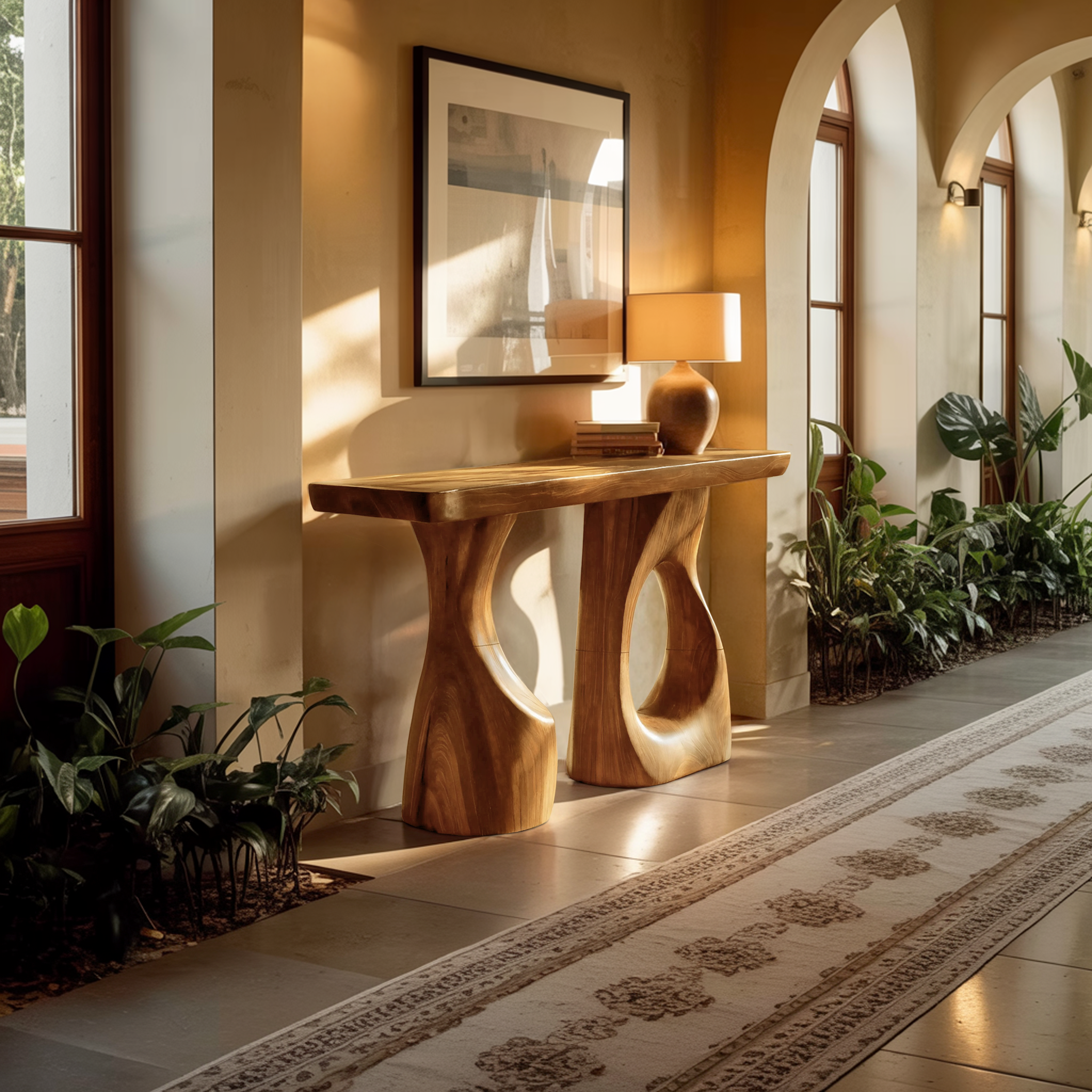 Handcrafted Live Edge Console Table Artistic Wood For Entryway Design