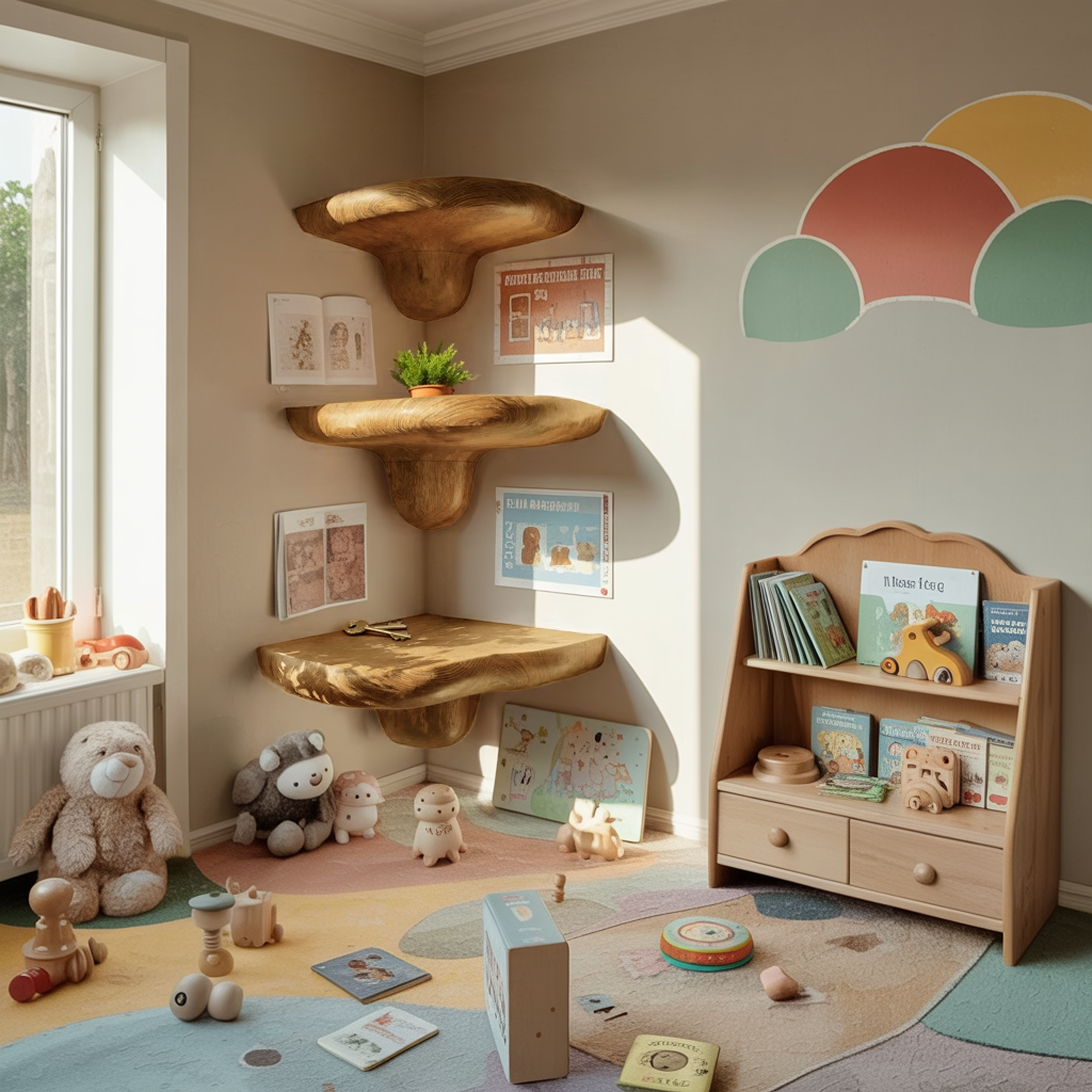 Farmhouse Handcrafted Wooden Mushroom Shelf For Entryway Design