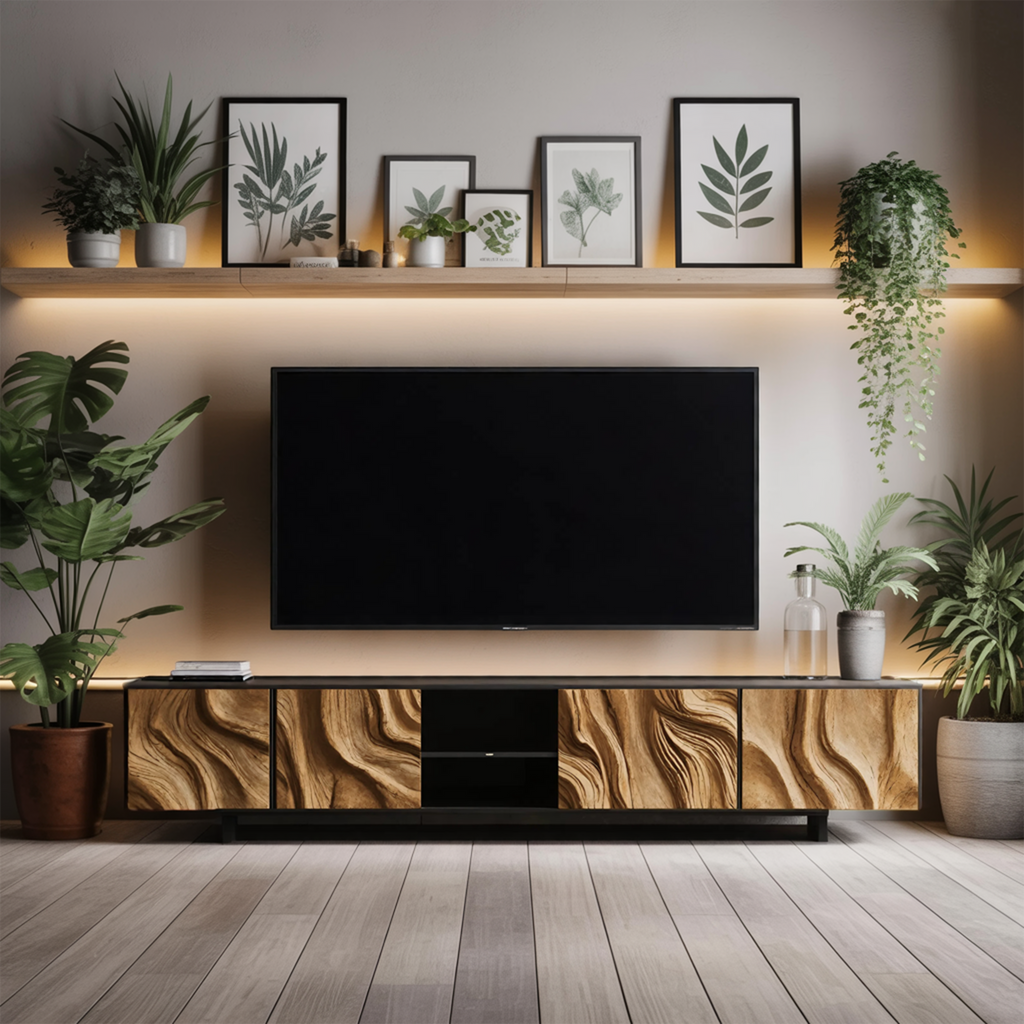 Farmhouse TV Console For Rustic Living Room