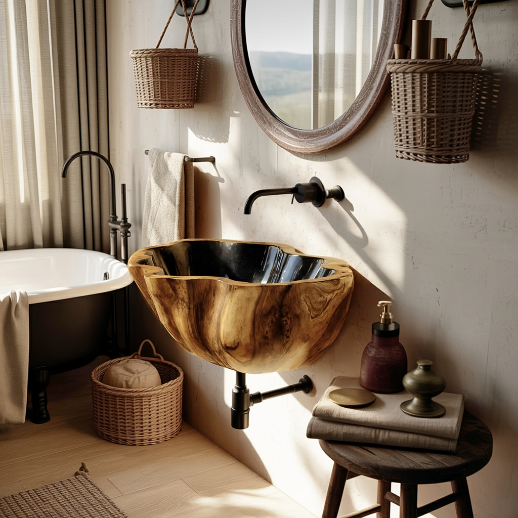 Mid Century Solid Wood Wash Basin For Custom Furniture Decor Design