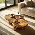 Mid Century Solid Wood Live Edge Coffee Table For Entryway