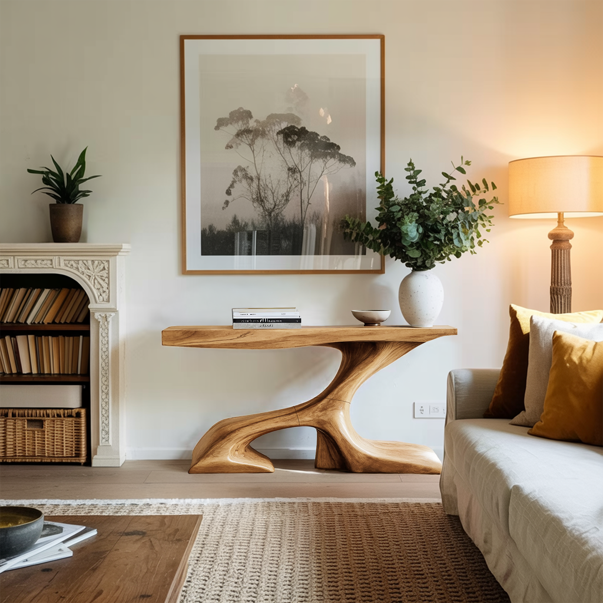 Rustic Solid Wood Console Table For Modern Entryway