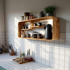 Modern Curved Wooden Kitchen Shelf For Furniture Decor
