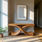 Modern Sculptural Console Table With Twisted Base For Living Room