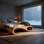 Modern Curved Bench For Entryway Furniture Accent Piece