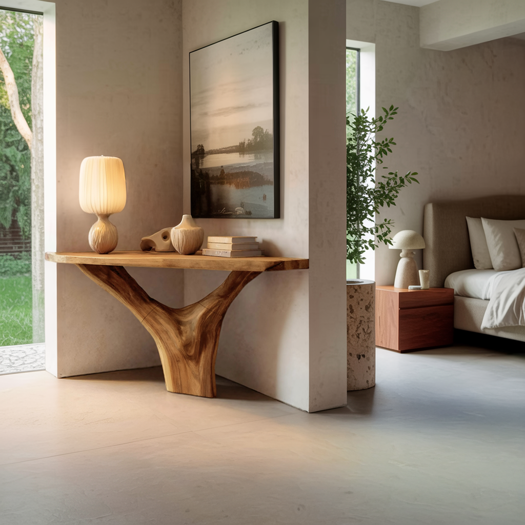 Modern Live Edge Console Table Solid Wood Artistic For Living Room