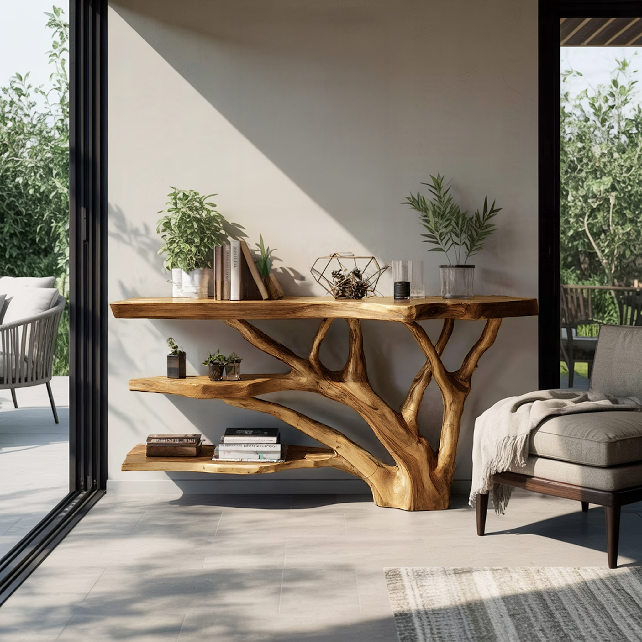 Mid Century Live Edge Entryway Table For Rustic Bedroom Furniture