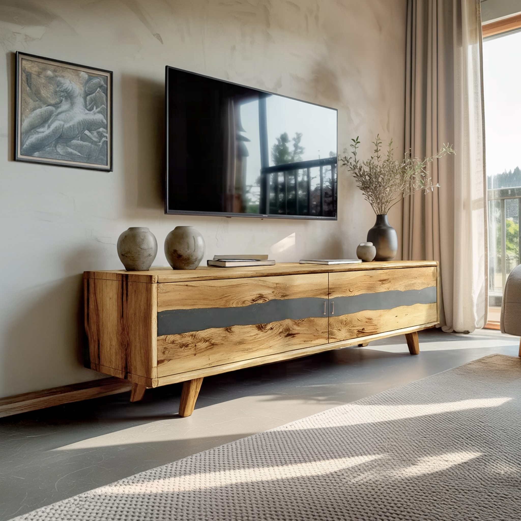 Modern Live Edge TV Stand For Bedroom Furniture