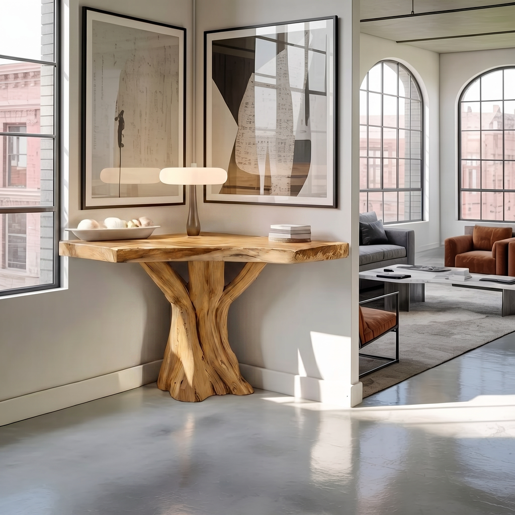 Modern Sculptural Live Edge Console Table For Entryway Furniture