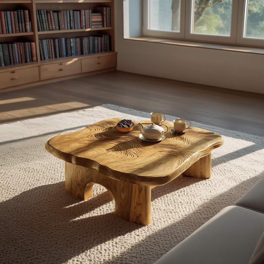 Modern Irregular Live Edge Coffee Table For Living Room Decor