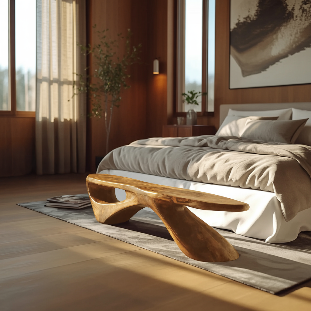 Sculptural Organic Bench For Entryway Or Living Room