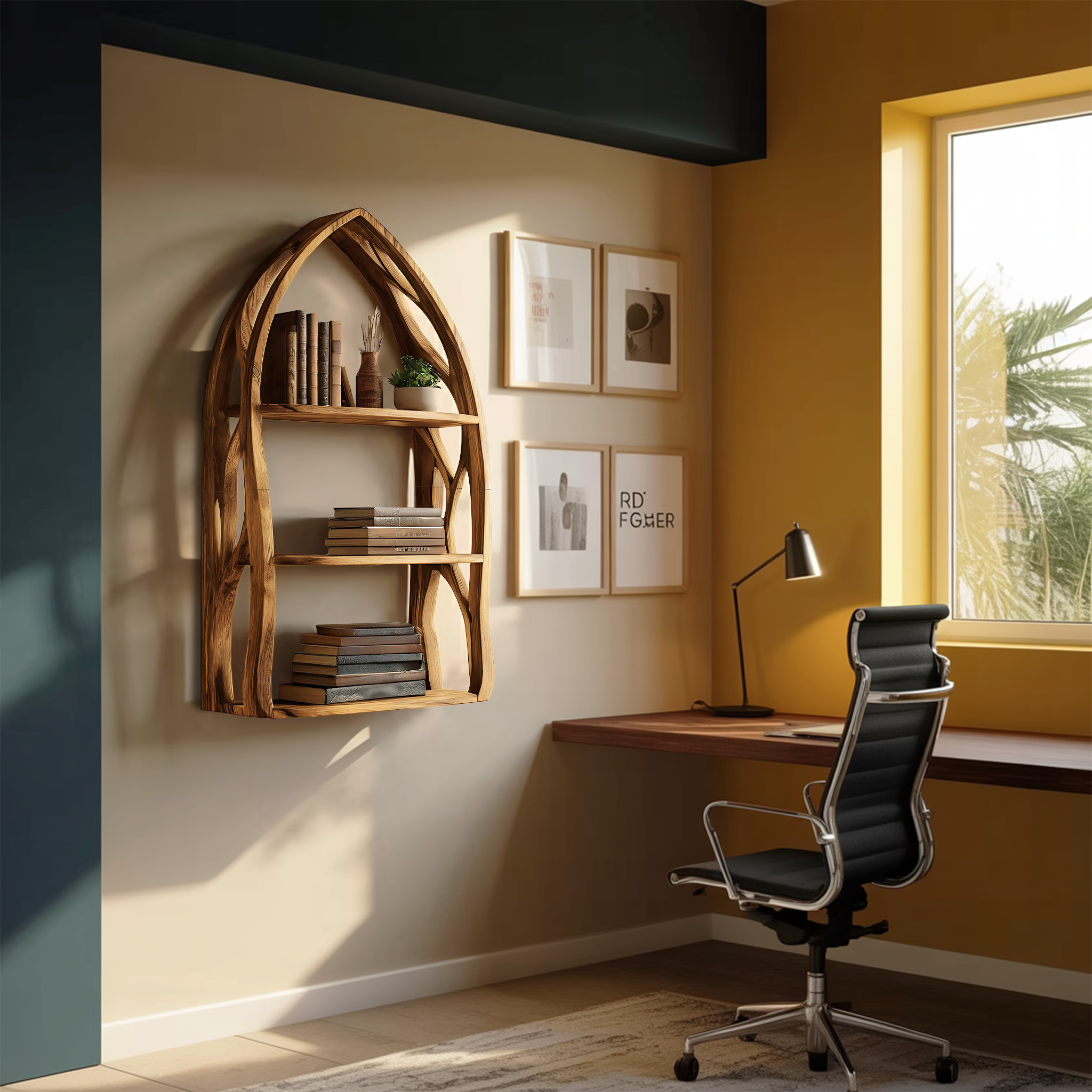 Modern Arch Wooden Wall Shelf for Bedroom Styling