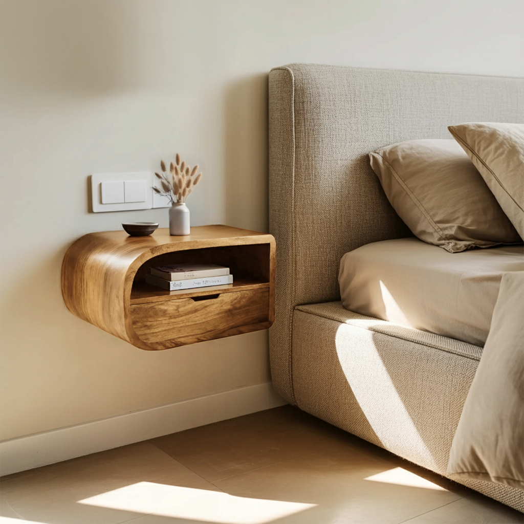 Minimalist Floating Nightstand With Storage For Bedroom