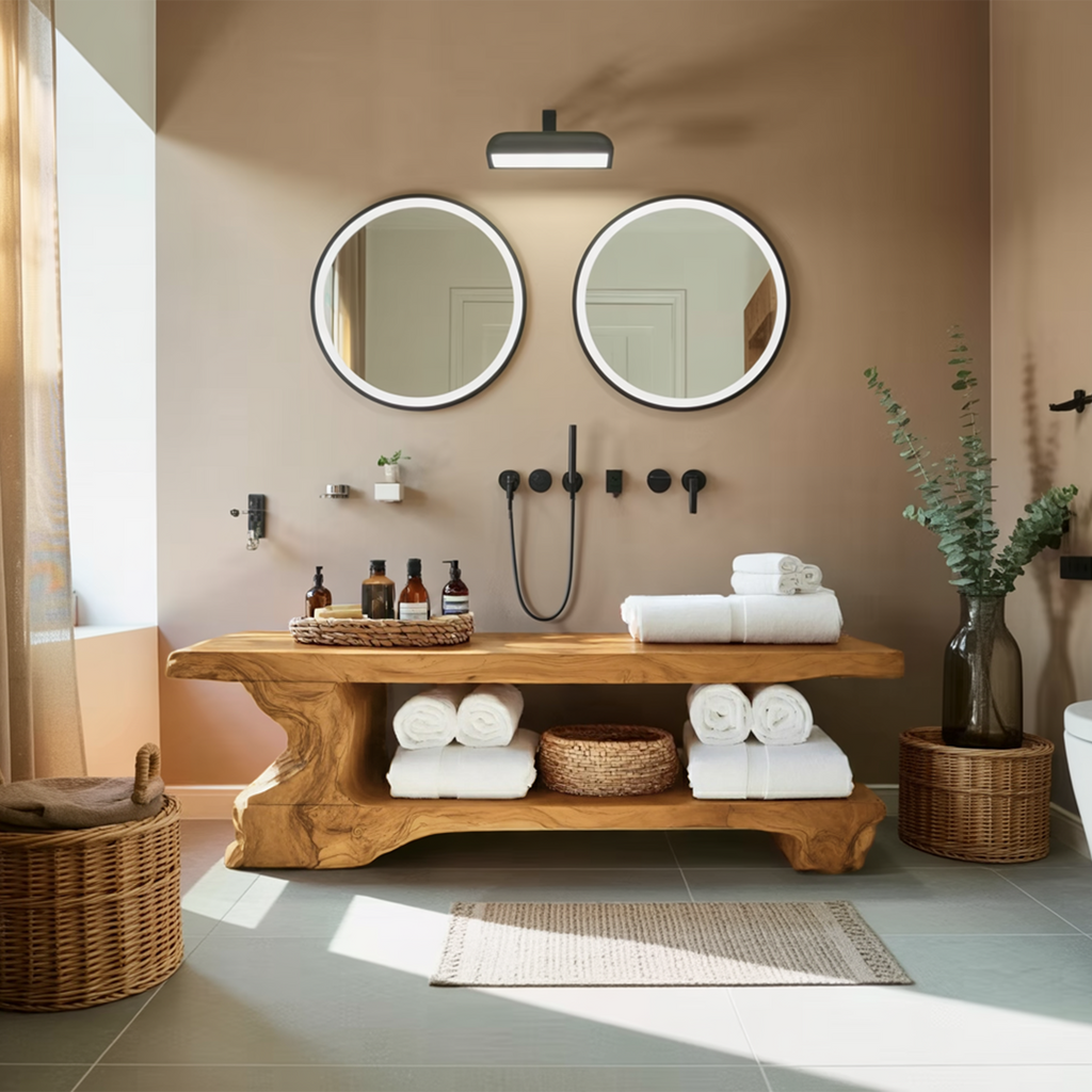 Organic Bath Bench For Bathroom Or Wellness Retreat Interior