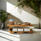 Organic Bath Bench With Storage Shelf For Bathroom