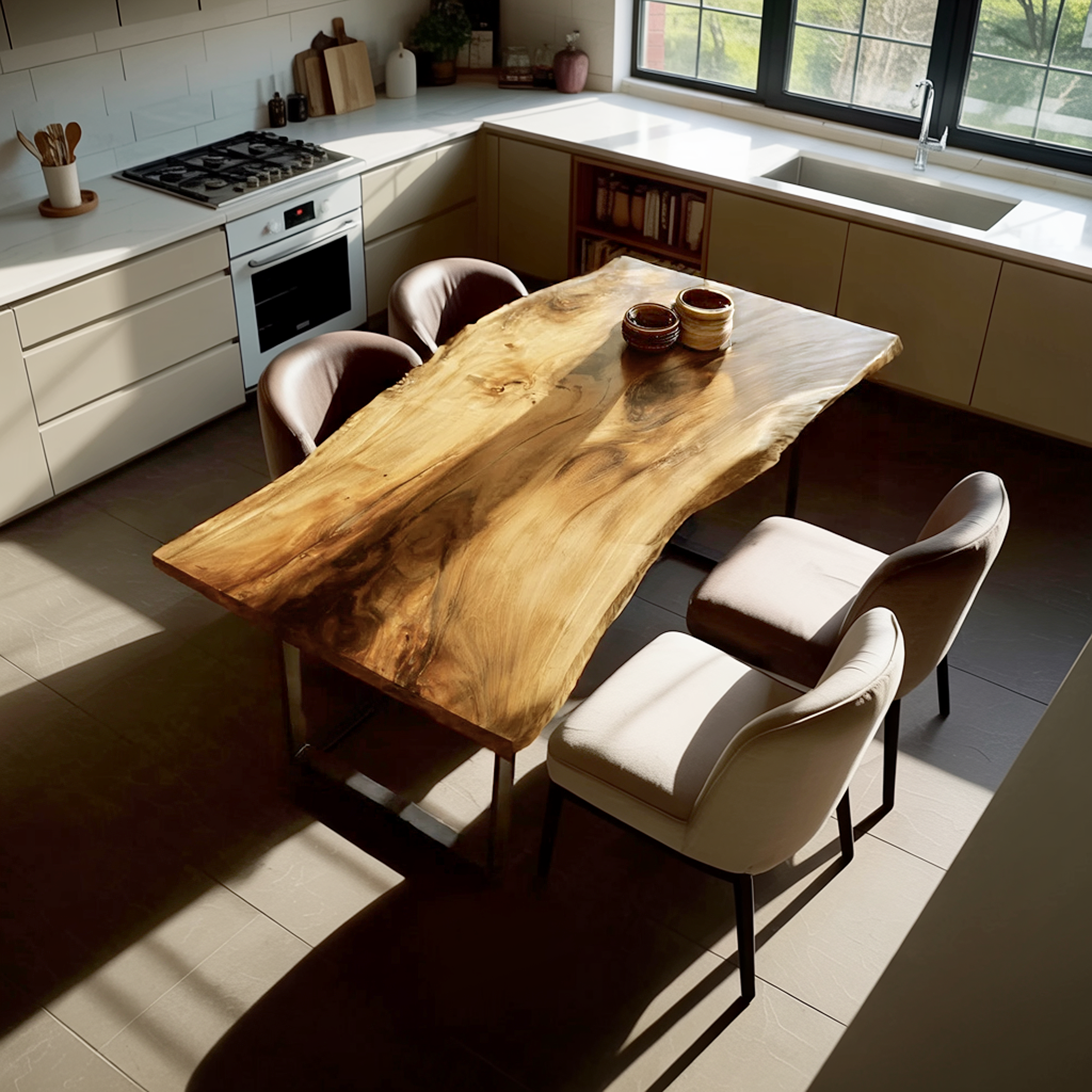 Dining Room Modern Wooden Live Edge Dining Table Natural