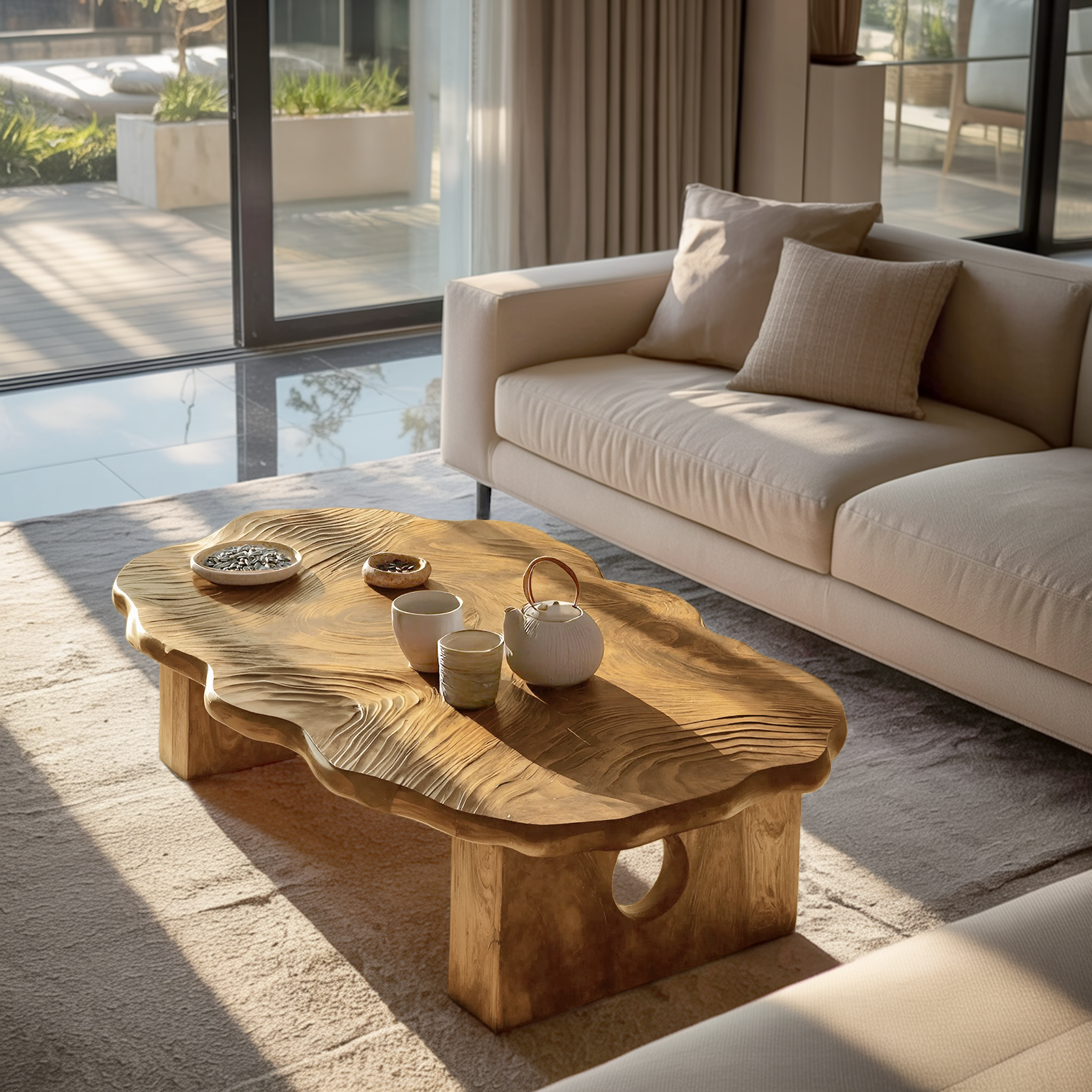 Farmhouse Handcrafted Abstract Coffee Table For Living Room