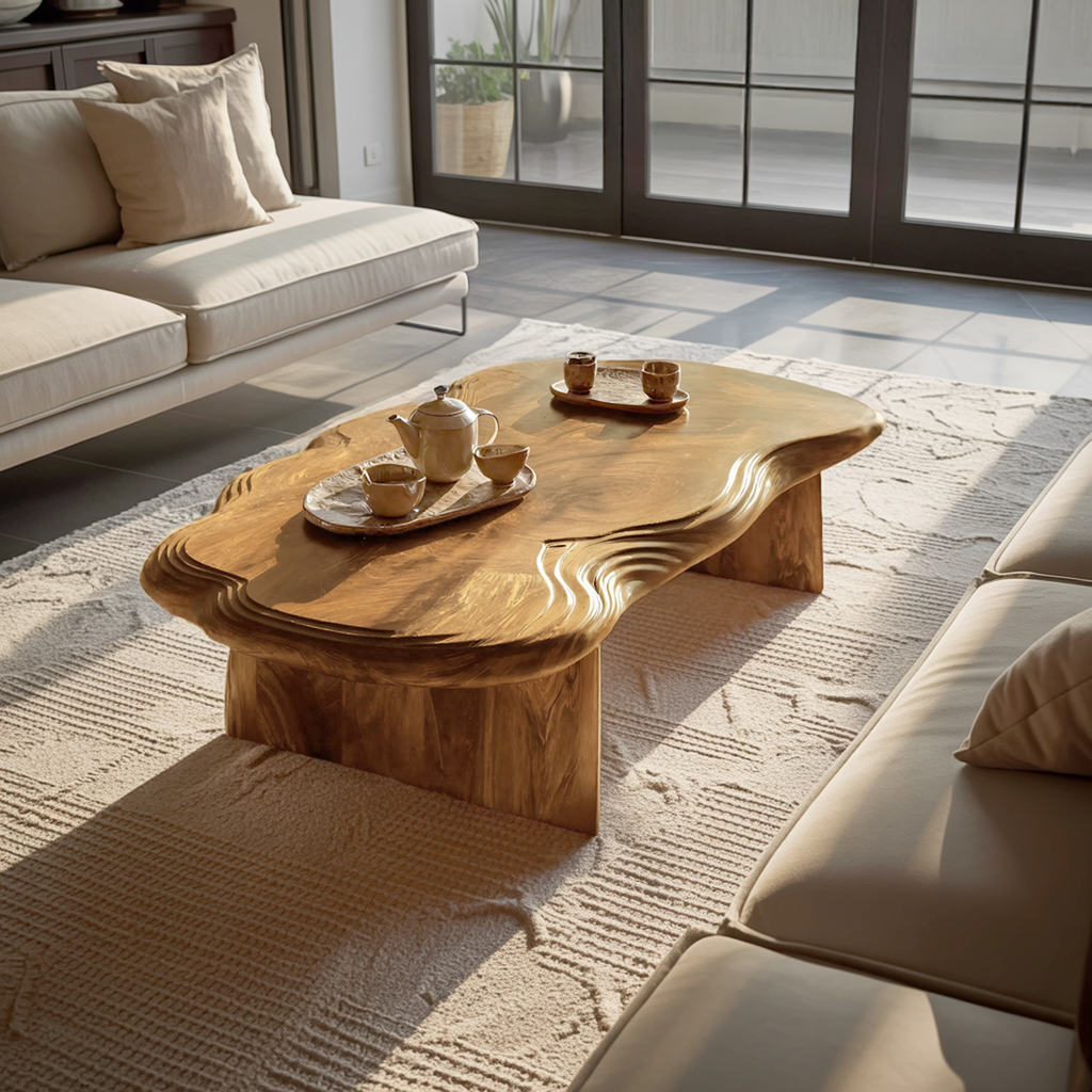Modern Abstract Solid Wood Coffee Table For Living Room Decor