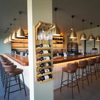 Wall Mounted Wooden Wine Rack With Glass Holder For Kitchen Or Home Bar