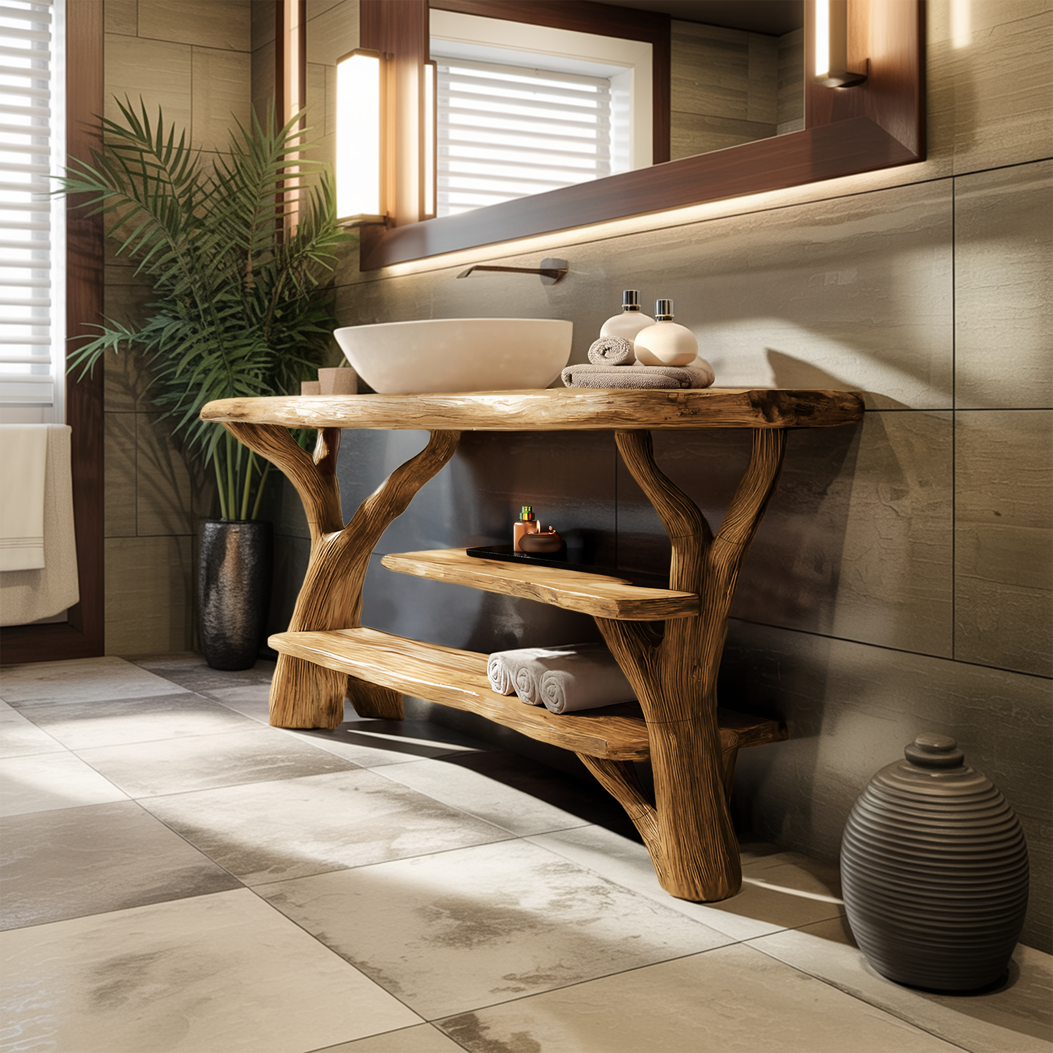 Farmhouse Rustic Solid Wood Vanity For Warm Bathroom Design