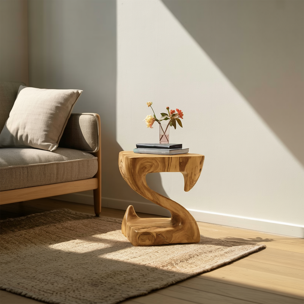 Modern Sculptural S Shaped Side Table For Living Room