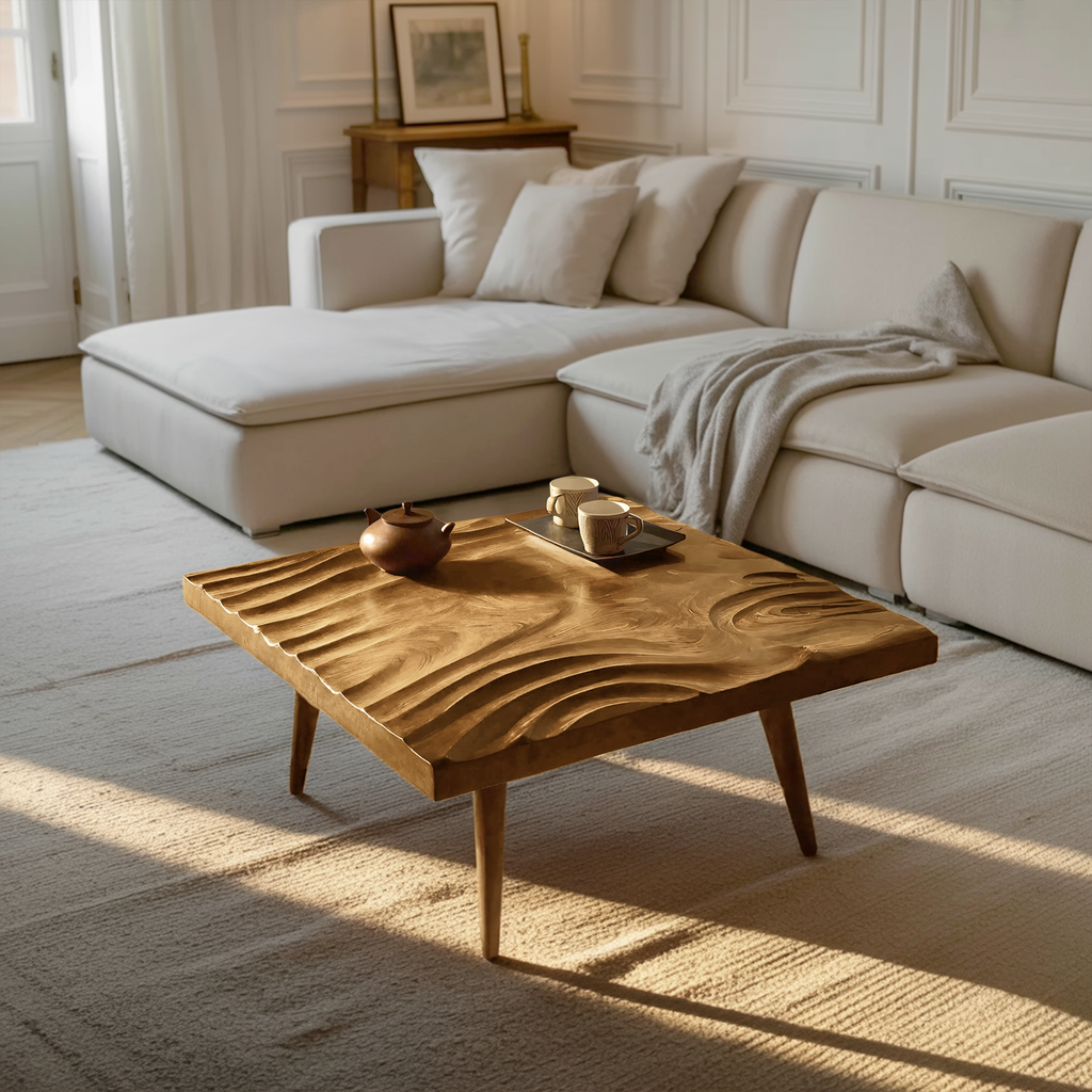 Handcrafted Irregular Solid Wood Coffee Table For Furniture Decor