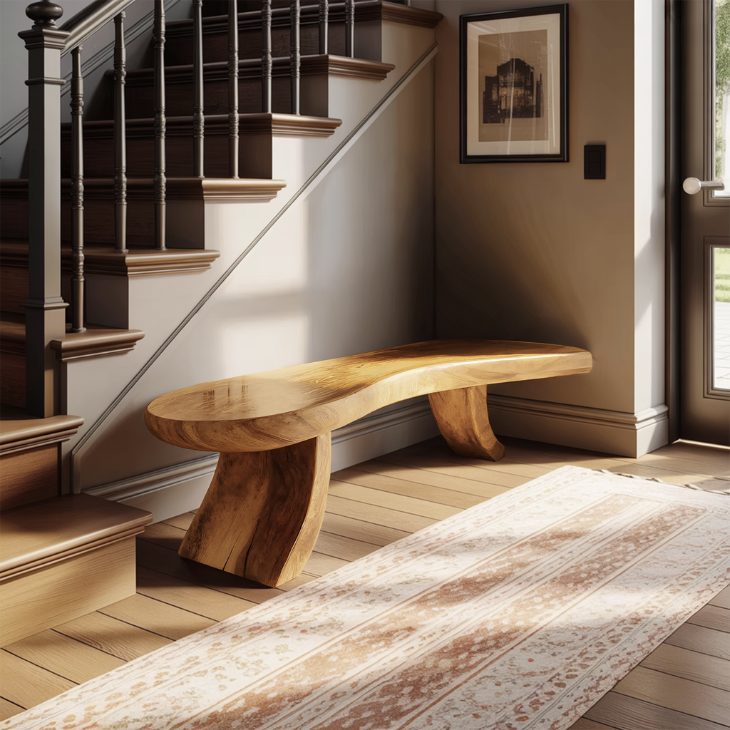 Modern Live Edge Entryway Bench For Minimalist Home Decor