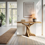 Farmhouse Solid Wood Console Table Organic Sculptural For Bedroom Decor