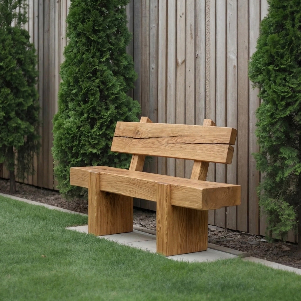 Modern Solid Wood Outdoor Bench With Charred Finish For Garden Or Patio