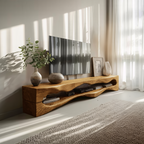 Contemporary Sculptural TV Stand Wavy Carved For Living Room