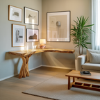 Handcrafted Solid Wood Console Table Sculptural Design For Entryway Decor