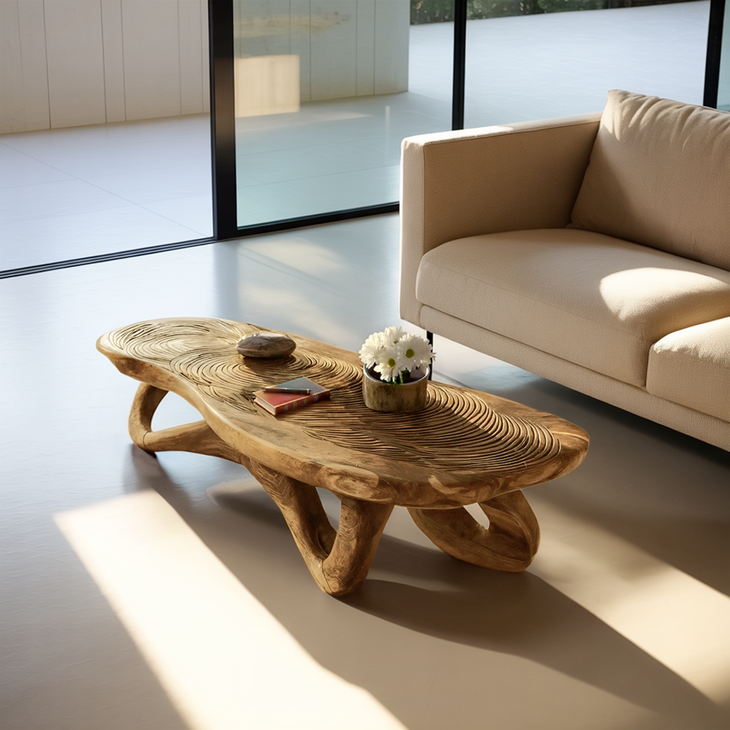 Modern Solid Wood Live Edge Coffee Table For Living Room