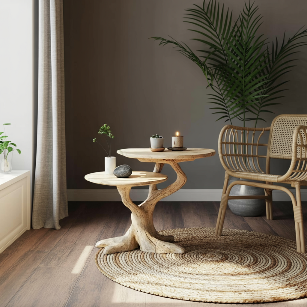 Rustic Round End Table For Living Room Decor