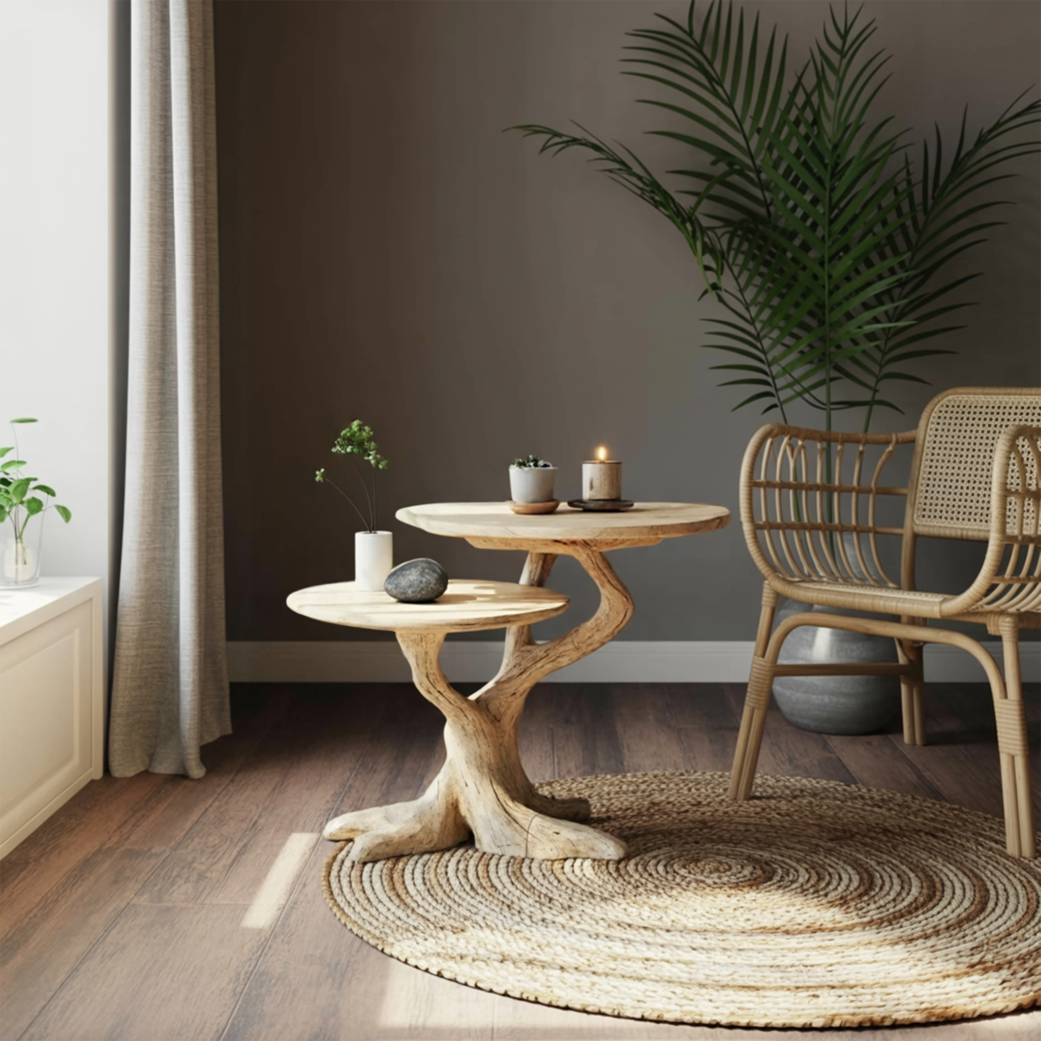 Rustic Round End Table For Living Room Decor