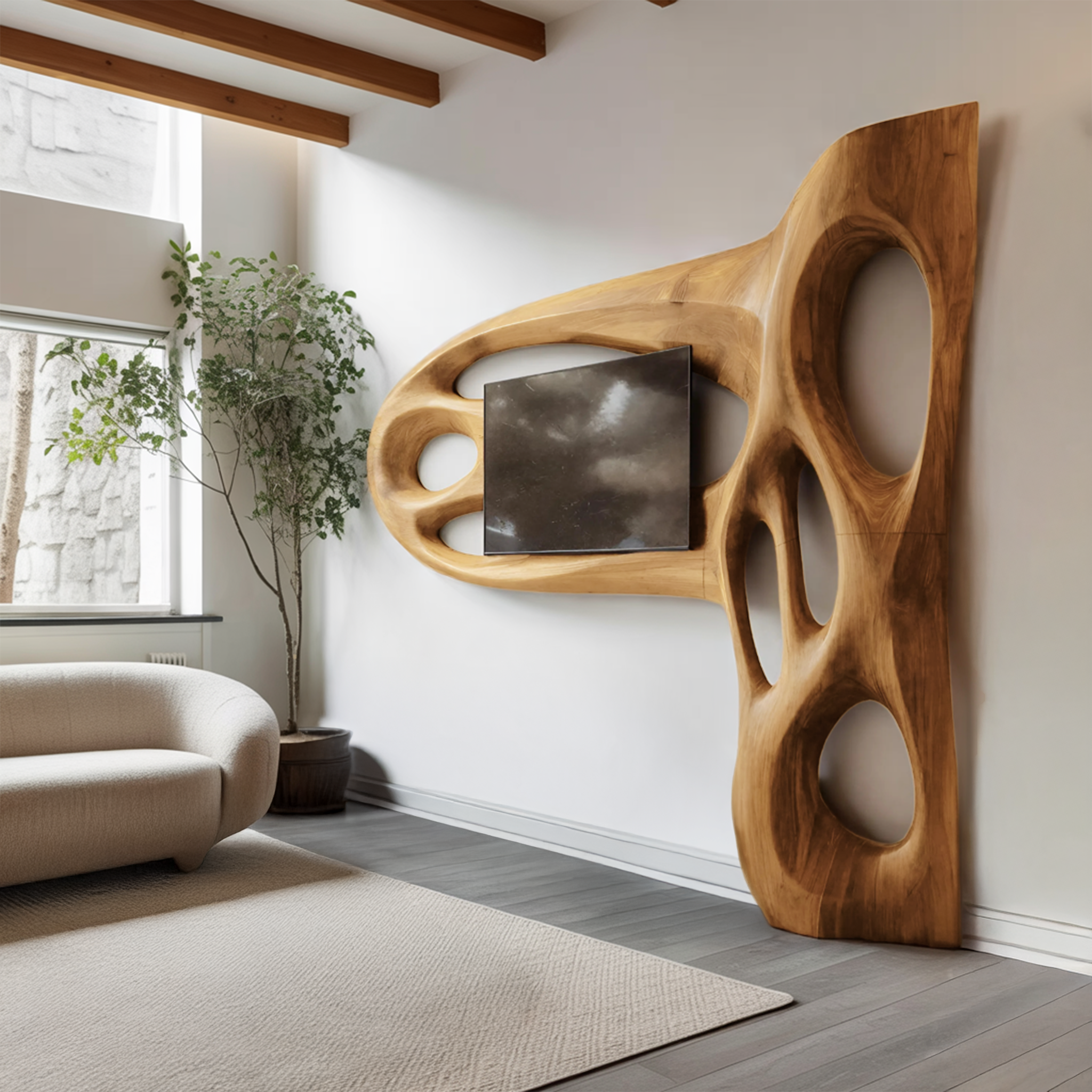 Contemporary Sculptural TV Frame For Living Room Decor