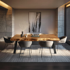 Dining Room Mid Century Live Edge Dining Table Retro Style