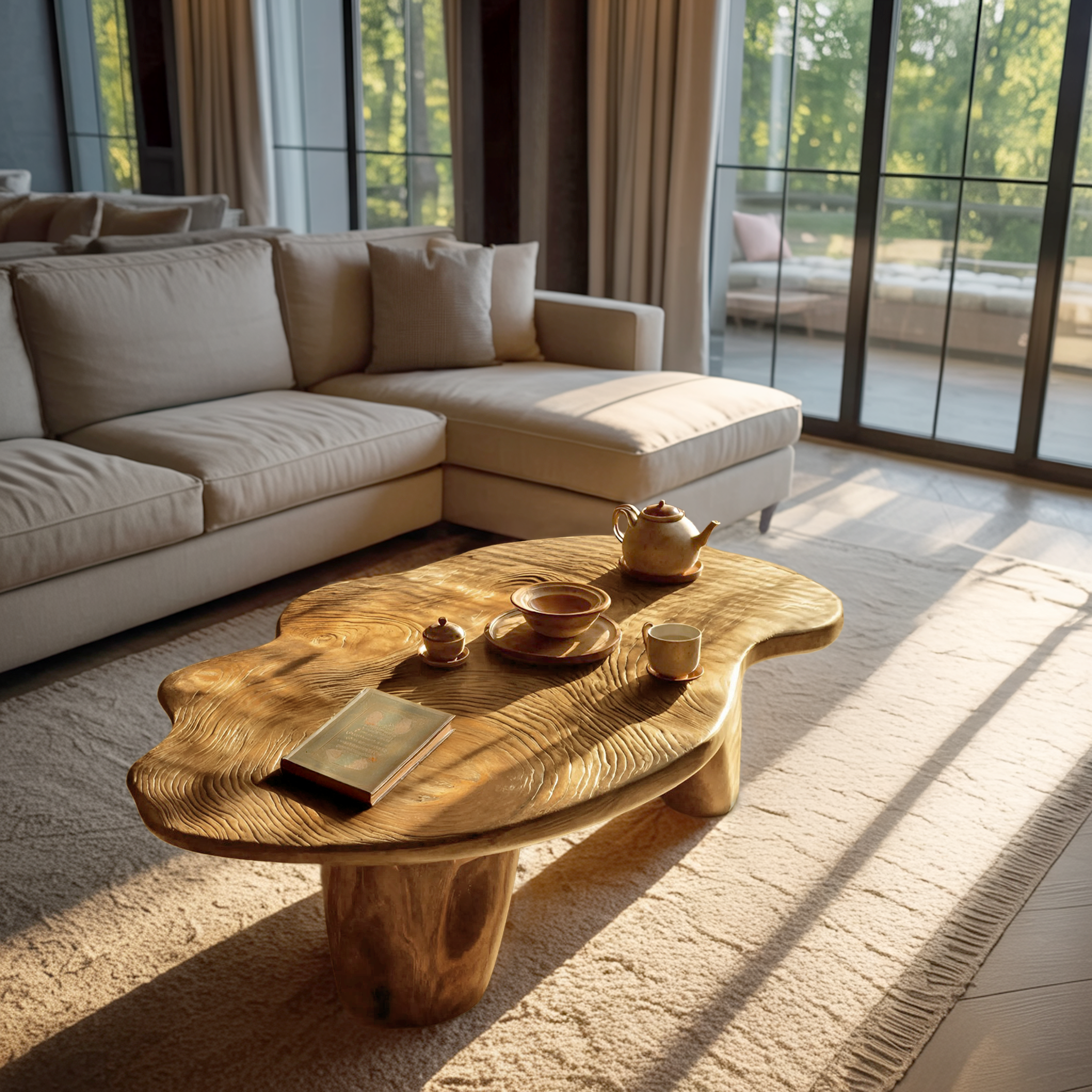 Modern Solid Wood Abstract Coffee Table For Furniture Decor