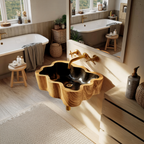 Modern Wall Mounted Wooden Bathroom Sink For Luxury Bathroom Furniture