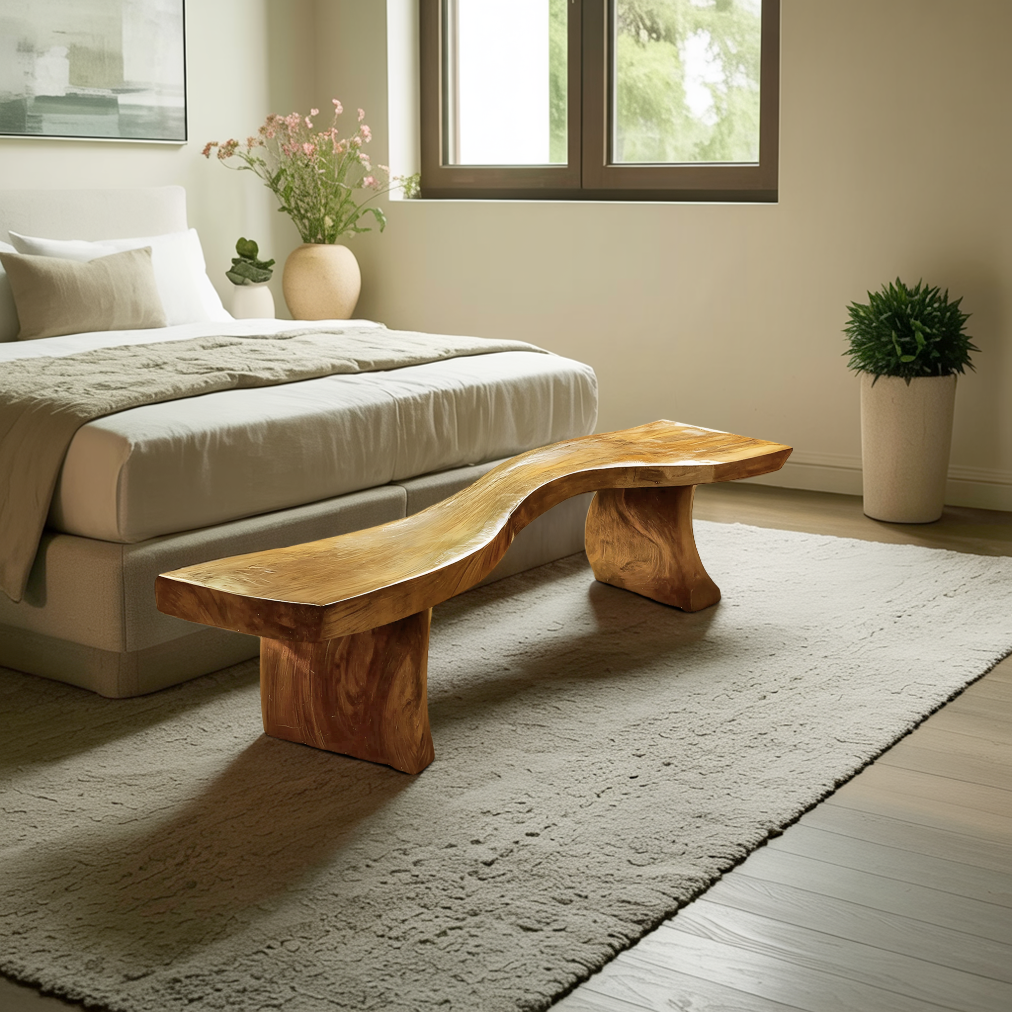 Handmade Wooden Entryway Bench For Hallway Seating