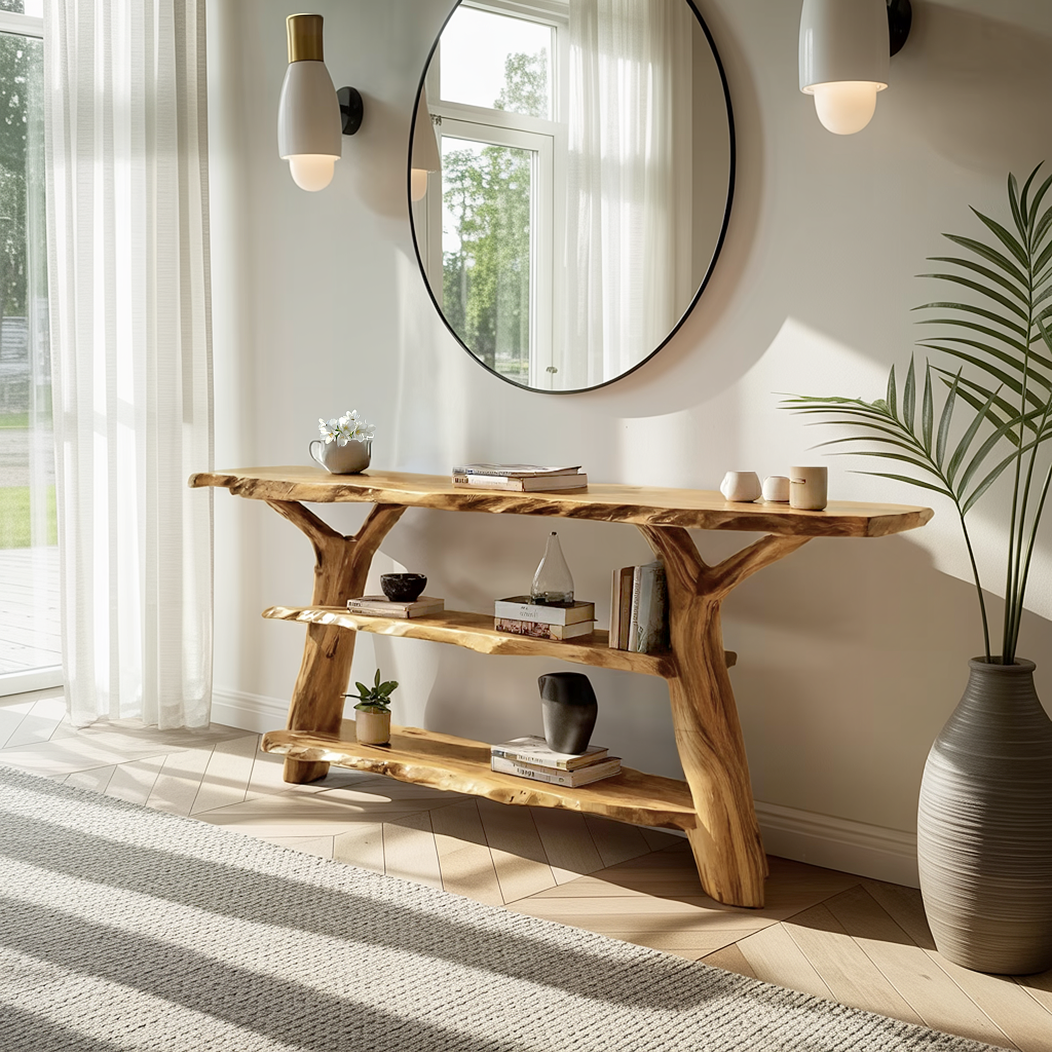 Handcrafted Live Edge Entryway Table For Modern Bedroom Home Design