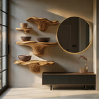 Farmhouse Wooden Live Edge Mushroom Shelf For Rustic Home Decor