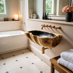 Modern Wall Mounted Wooden Bathroom Sink For Space Saving Bathroom Decor