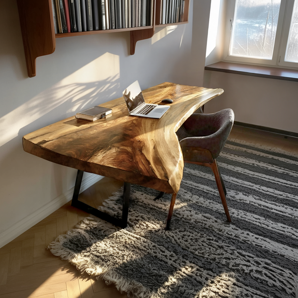 Farmhouse Handmade Live Edge Desk For Interior