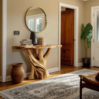 Handcrafted Solid Wood Console Table Sculptural Live Edge For Living Room