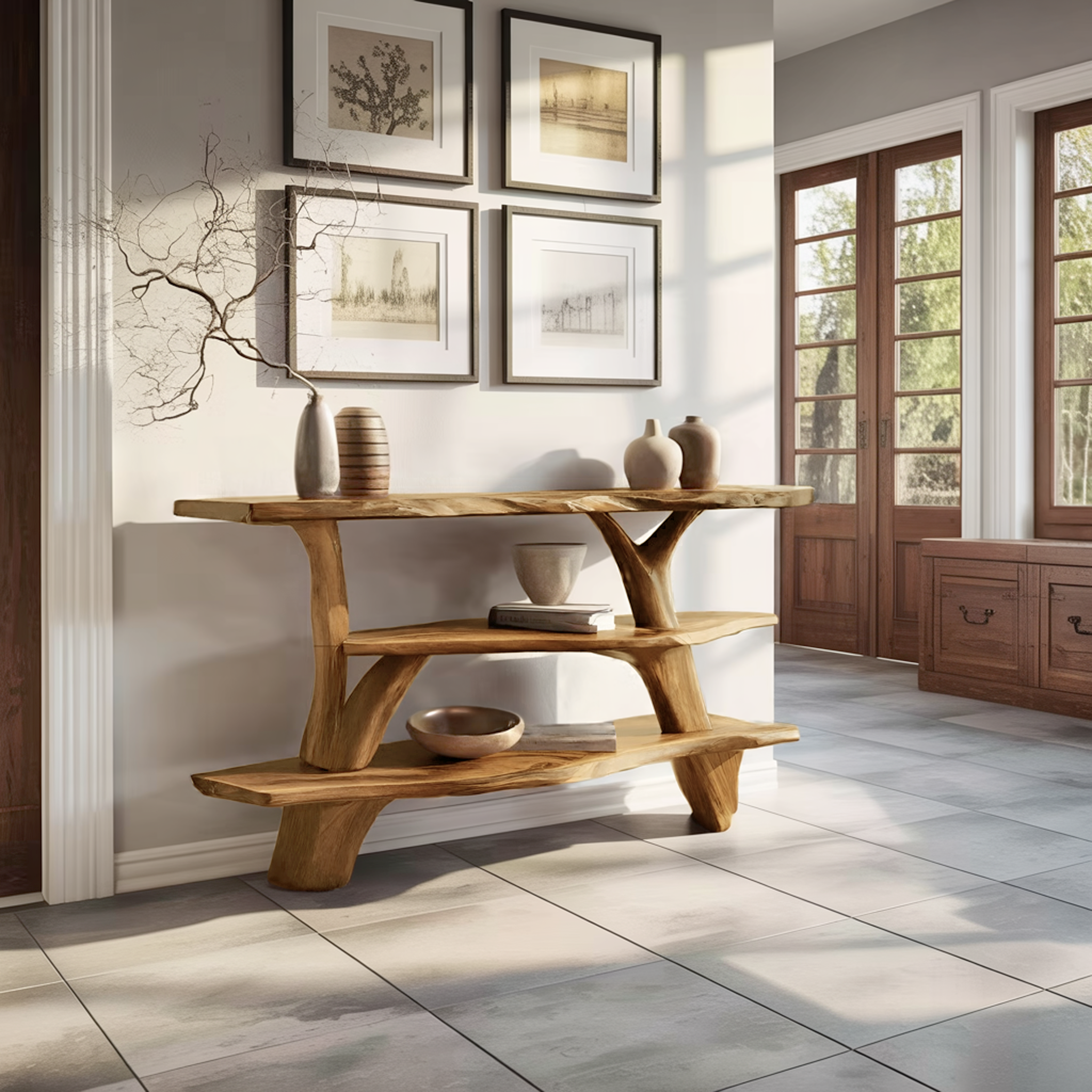 Modern Live Edge Entryway Table For Bedroom Furniture Decoration