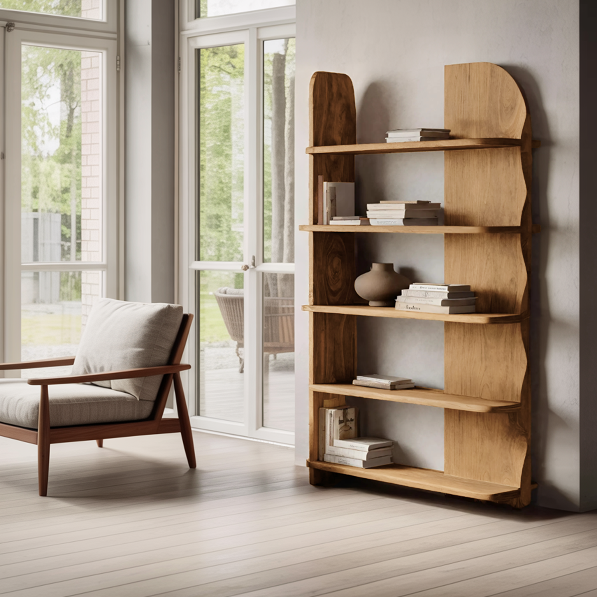 Minimalist Bookcase Sculptural Design For Living Decor