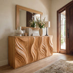 Luxury Credenza Sculpted Door Storage Furniture For Living