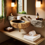 Handcrafted Solid Wood Vanity Sink For Luxury Bathroom Furniture Decor